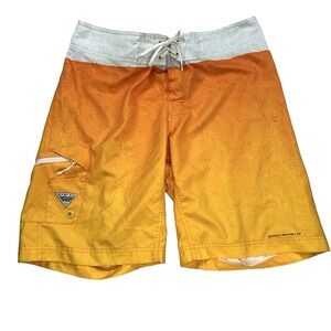 Mens Columbia PFG Board Shorts Swim Trunks Beer Orange Size Size 36 11'' Fishing
